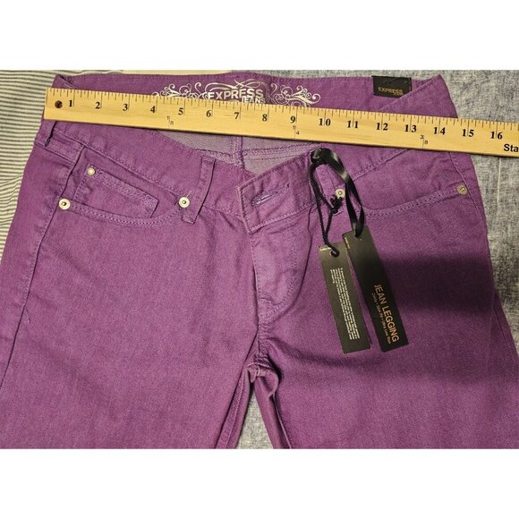 Express Women's Zelda Slim Fit Ultra Low Rise Purple Jean Legging Size 6 NWT - Picture 9 of 13